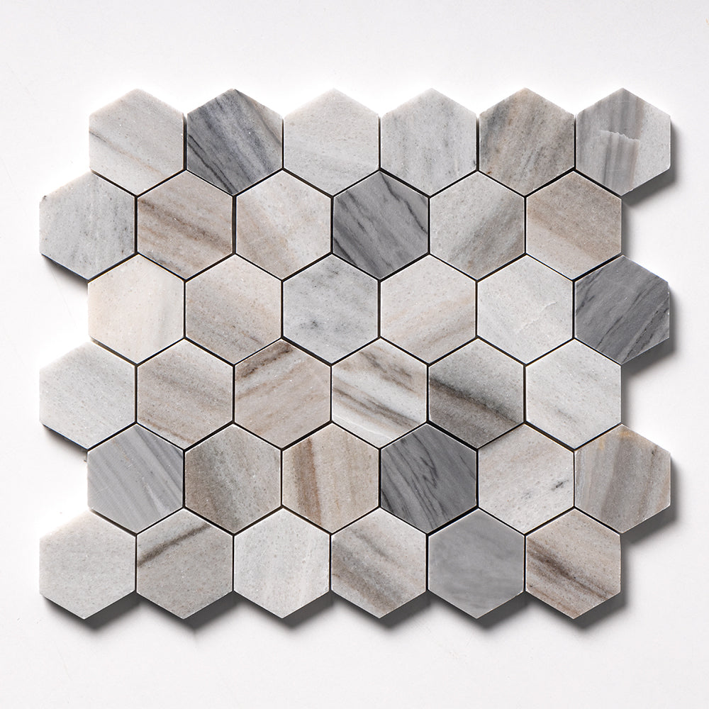 Silver Sky Honed Hexagon 2 Marble Mosaic