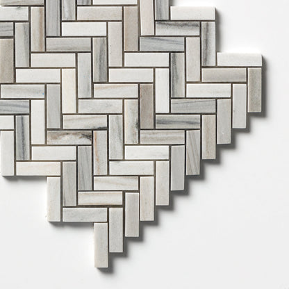 Silver Sky Honed Herringbone 5/8x2 Marble Mosaic