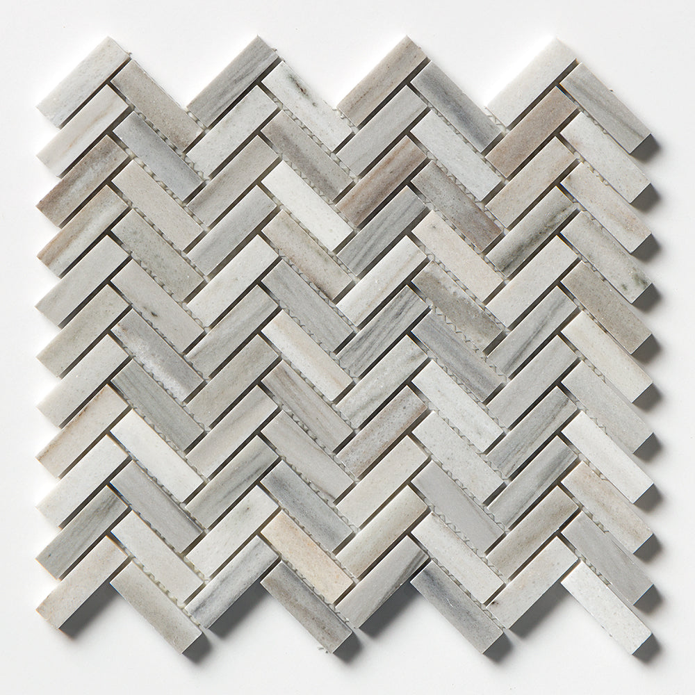Silver Sky Honed Herringbone 5/8x2 Marble Mosaic