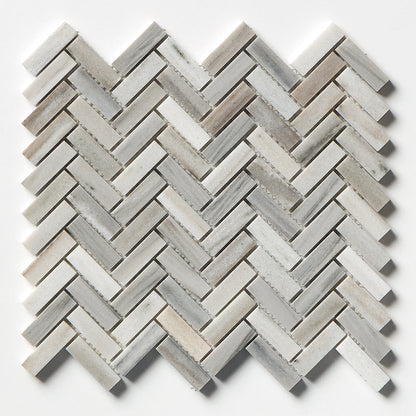 Silver Sky Honed Herringbone 5/8x2 Marble Mosaic