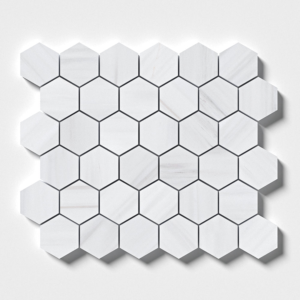 Bianco Dolomiti Polished Hexagon Marble Mosaic