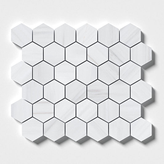 Bianco Dolomiti Polished Hexagon Marble Mosaic
