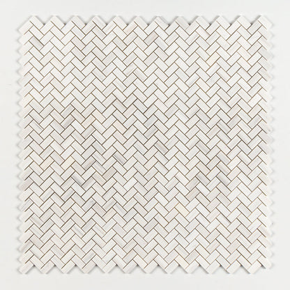 Bianco Dolomiti Honed Herringbone Marble Mosaic