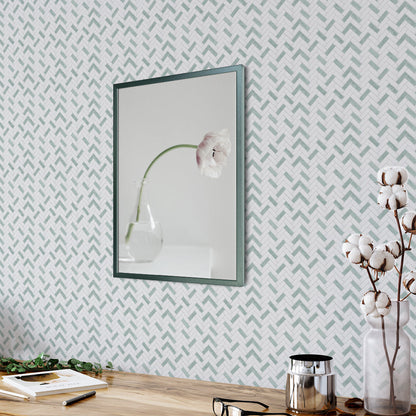 Verde, Calacatta T Fine Textured Herringbone Marble Mosaic