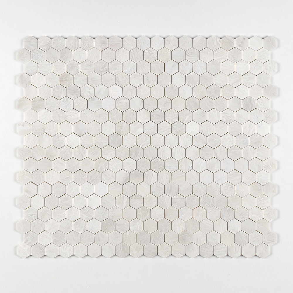 Siberian White Polished Hexagon Marble Mosaic