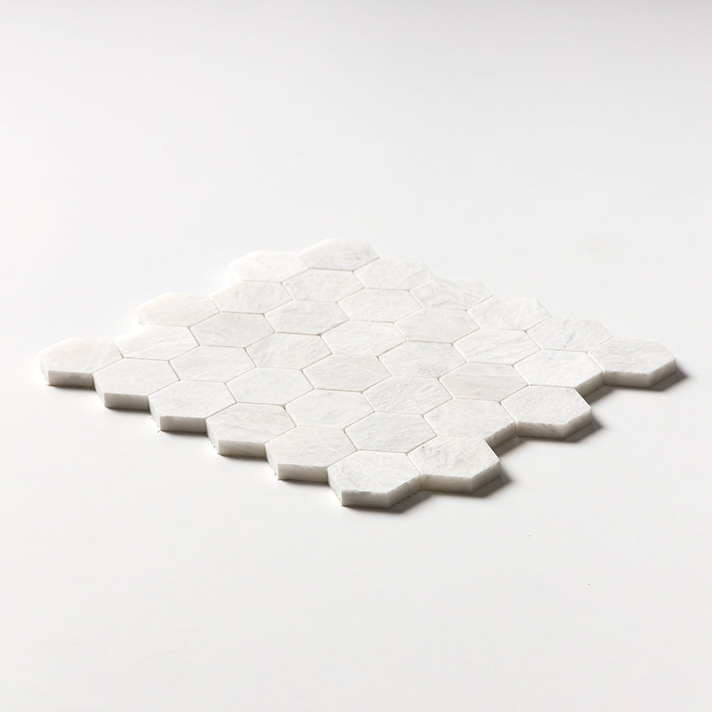 Siberian White Polished Hexagon Marble Mosaic