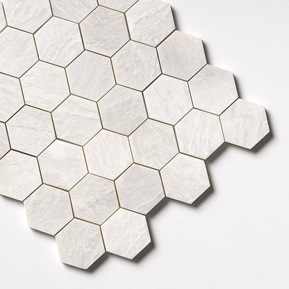 Siberian White Polished Hexagon Marble Mosaic
