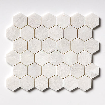 Siberian White Polished Hexagon Marble Mosaic