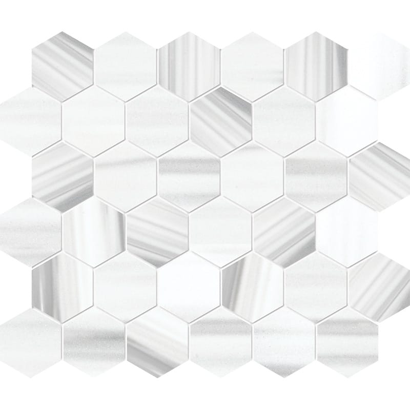 Mink White Honed Hexagon Marble Mosaic