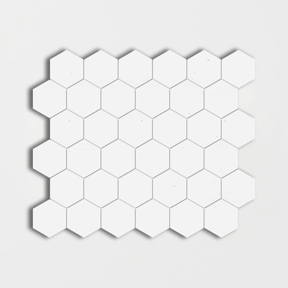 Thassos Honed Hexagon Marble Mosaic