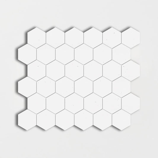 Thassos Honed Hexagon Marble Mosaic