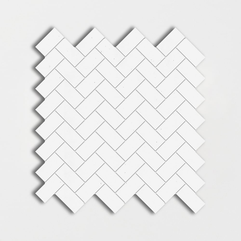 Thassos Honed Herringbone Marble Mosaic