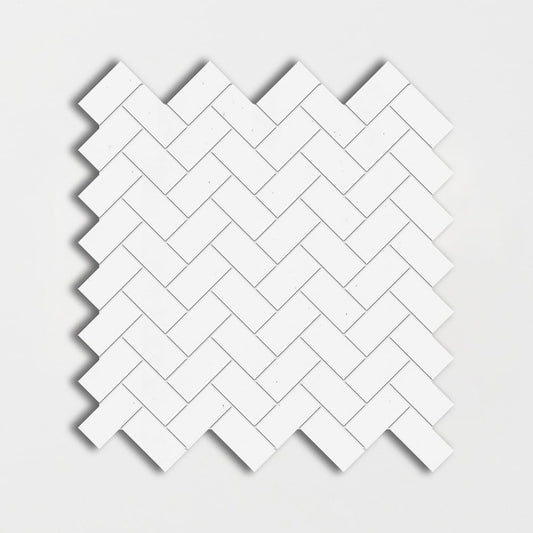 Thassos Honed Herringbone Marble Mosaic