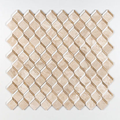 Bianco Dolomite, Emperador Light, Royal Beige Multi Finish Steps 3d Marble Mosaic