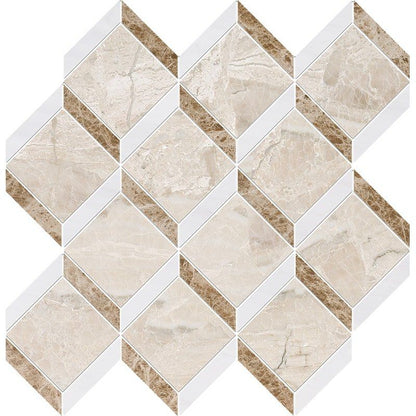 Bianco Dolomite, Emperador Light, Royal Beige Multi Finish Steps 3d Marble Mosaic