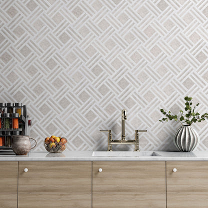 Bianco Dolomiti, Silver Mystique Multi Finish Maze Basket Marble Mosaic