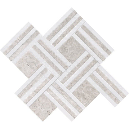 Bianco Dolomiti, Silver Mystique Multi Finish Maze Basket Marble Mosaic