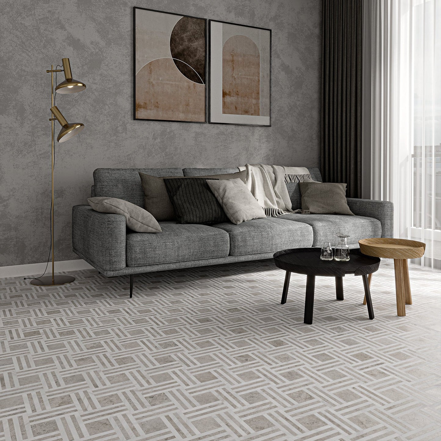Bianco Dolomiti, Silver Mystique Multi Finish Maze Basket Marble Mosaic