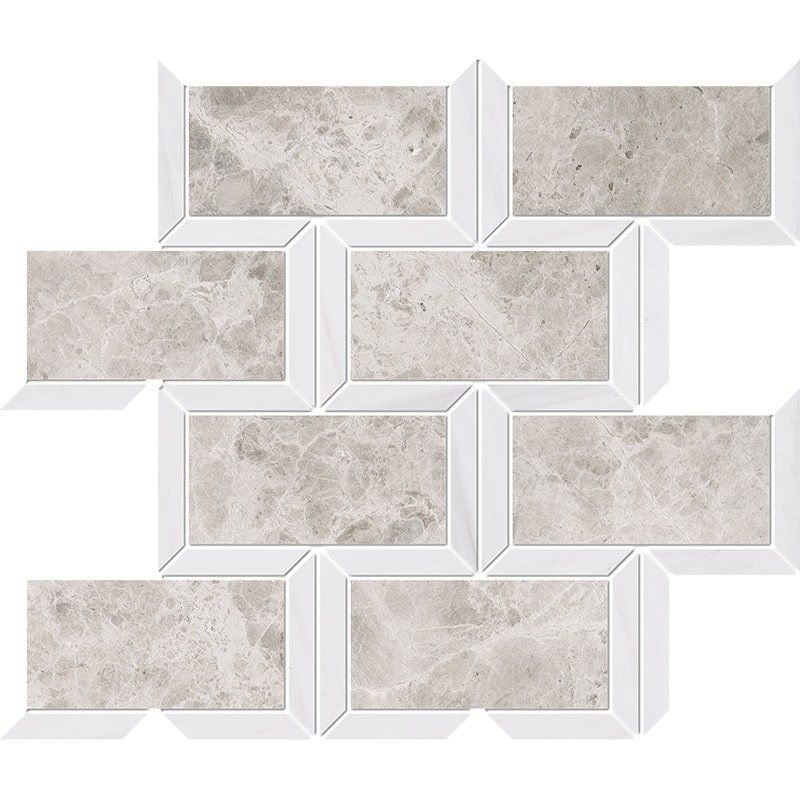 Silver Clouds, Snow White Multi Finish Cascade Marble Mosaic