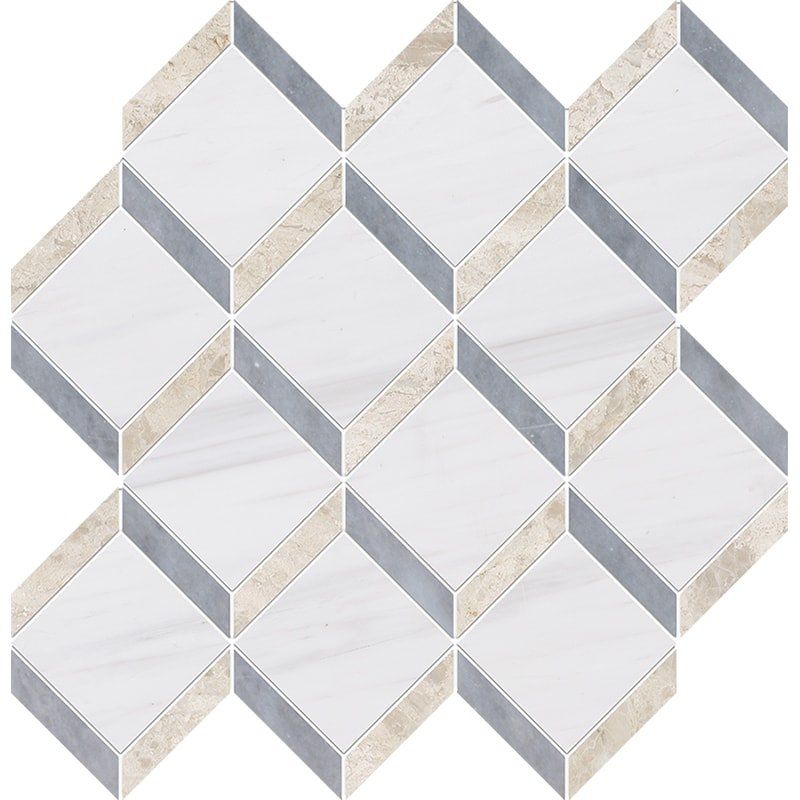 Snow White, Diana Royal, Allure Polished Steps 3d Marble Mosaic