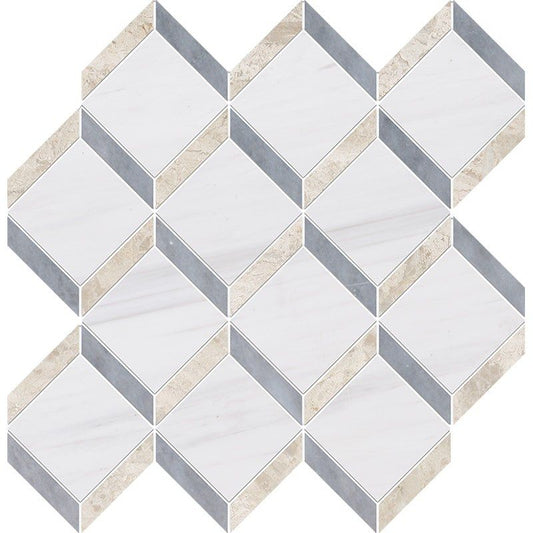 Snow White, Diana Royal, Allure Polished Steps 3d Marble Mosaic