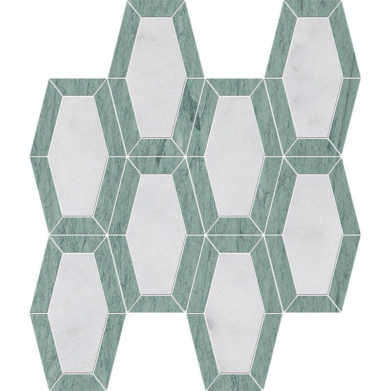 Verde Capri, Glacier Honed Lincoln Marble Mosaic