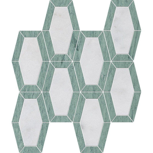 Verde Capri, Glacier Honed Lincoln Marble Mosaic