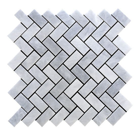 Bardiglio Light Polished Herringbone Marble Mosaic