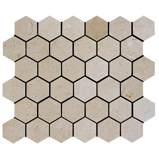 Sylvester Beige Polished Hexagon Marble Mosaic