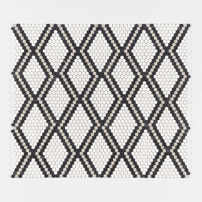 Black, Thala Gray, Bianco Dolomiti Honed Penny Round Diamond 1 Marble Mosaic
