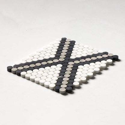 Black, Thala Gray, Bianco Dolomiti Honed Penny Round Diamond 1 Marble Mosaic