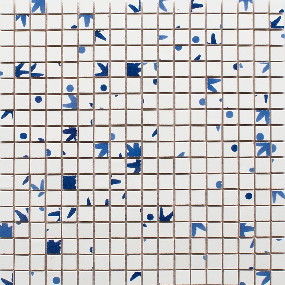 Blau Glossy Der Vogel Colore Look Ceramic Mosaic
