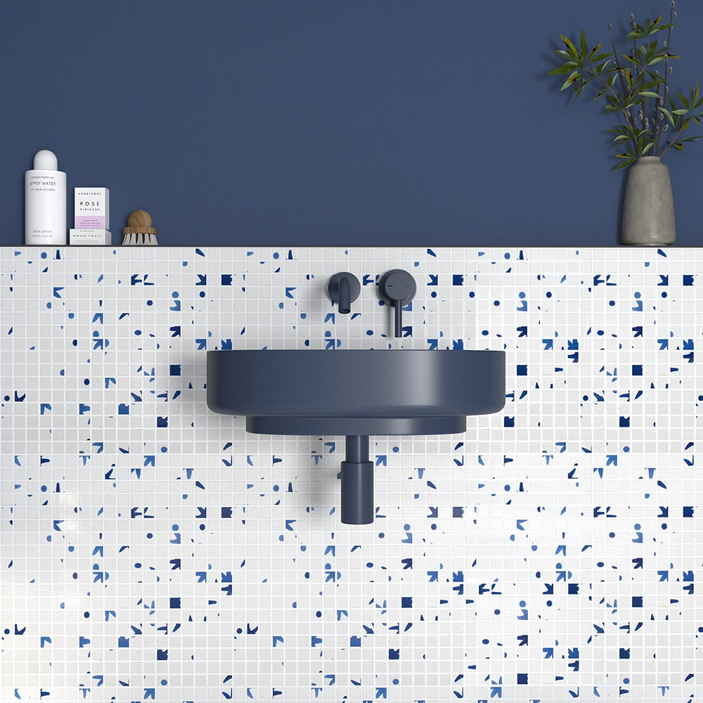 Blau Glossy Der Vogel Colore Look Ceramic Mosaic