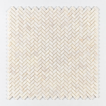 Calacatta Cremo Honed Herringbone 1x2 Marble Mosaic