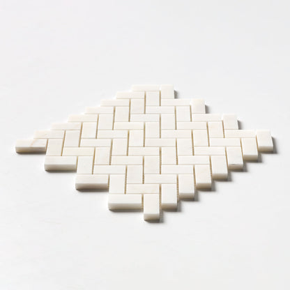 Calacatta Cremo Honed Herringbone 1x2 Marble Mosaic