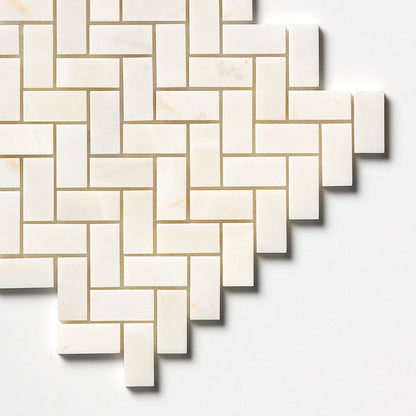 Calacatta Cremo Honed Herringbone 1x2 Marble Mosaic