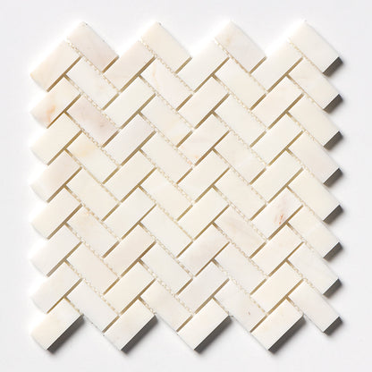 Calacatta Cremo Honed Herringbone 1x2 Marble Mosaic