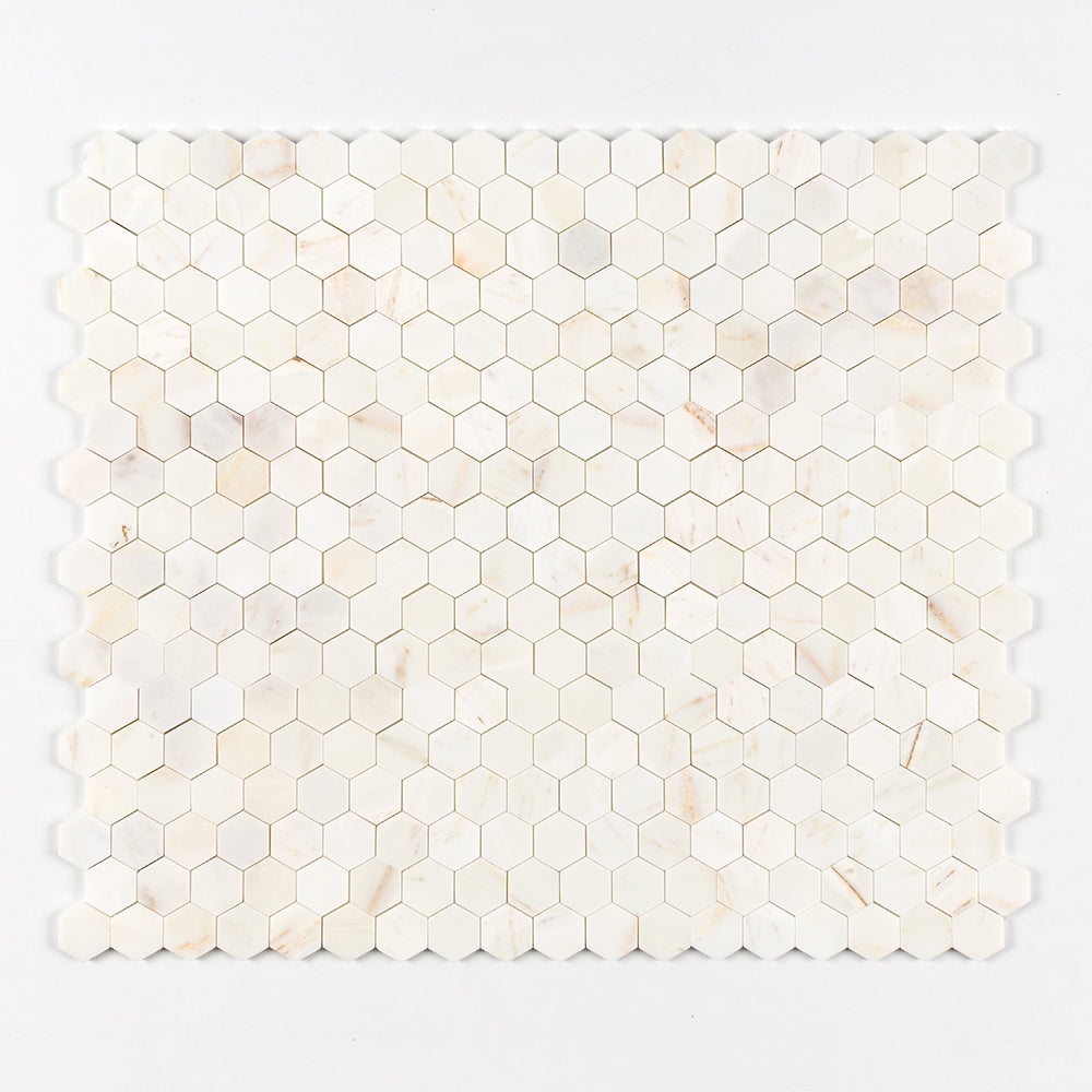 Calacatta Cremo Honed Hexagon Marble Mosaic