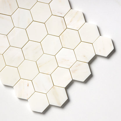 Calacatta Cremo Honed Hexagon Marble Mosaic