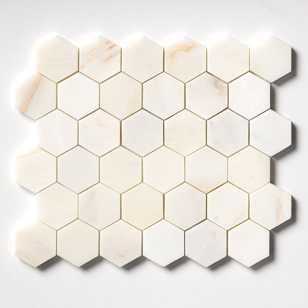 Calacatta Cremo Honed Hexagon Marble Mosaic