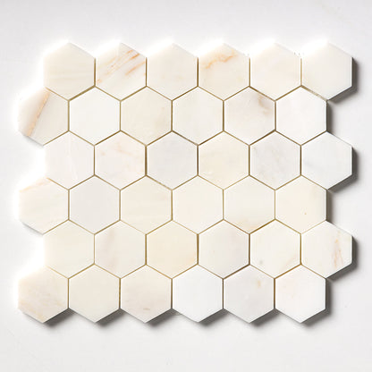 Calacatta Cremo Honed Hexagon Marble Mosaic