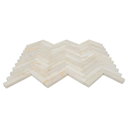 Calacatta Cremo Honed Herringbone Marble Mosaic
