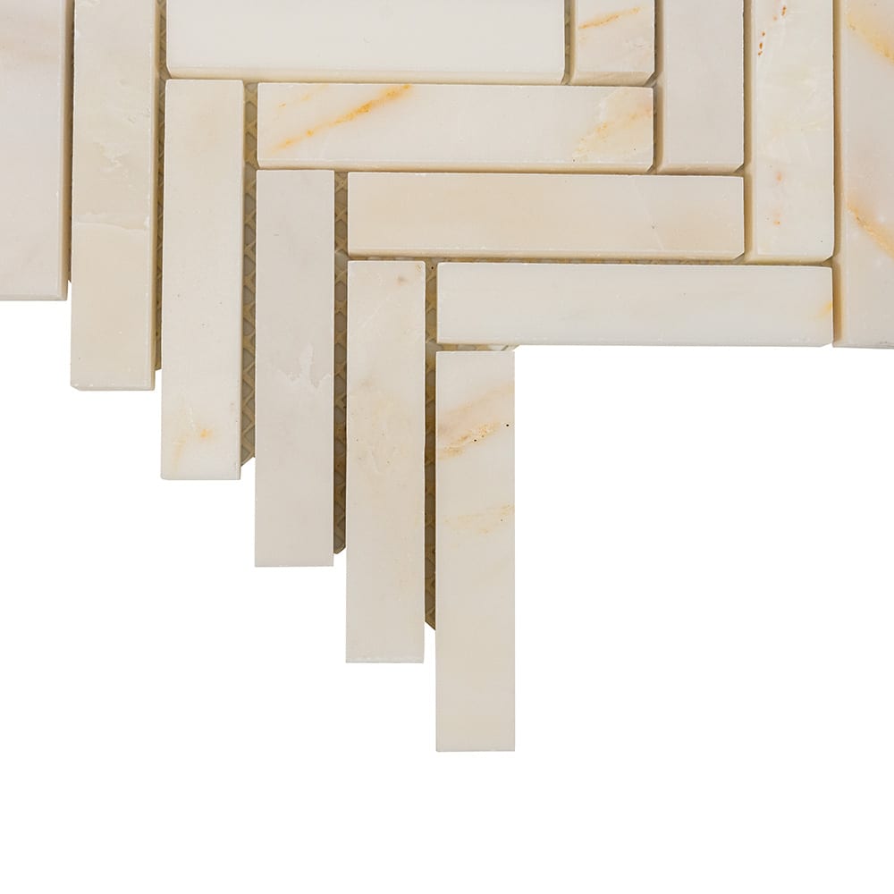 Calacatta Cremo Honed Herringbone Marble Mosaic