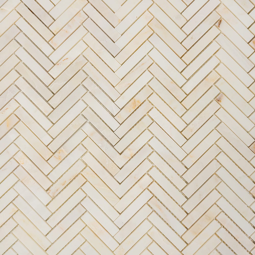 Calacatta Cremo Honed Herringbone Marble Mosaic