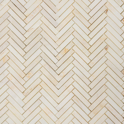 Calacatta Cremo Honed Herringbone Marble Mosaic