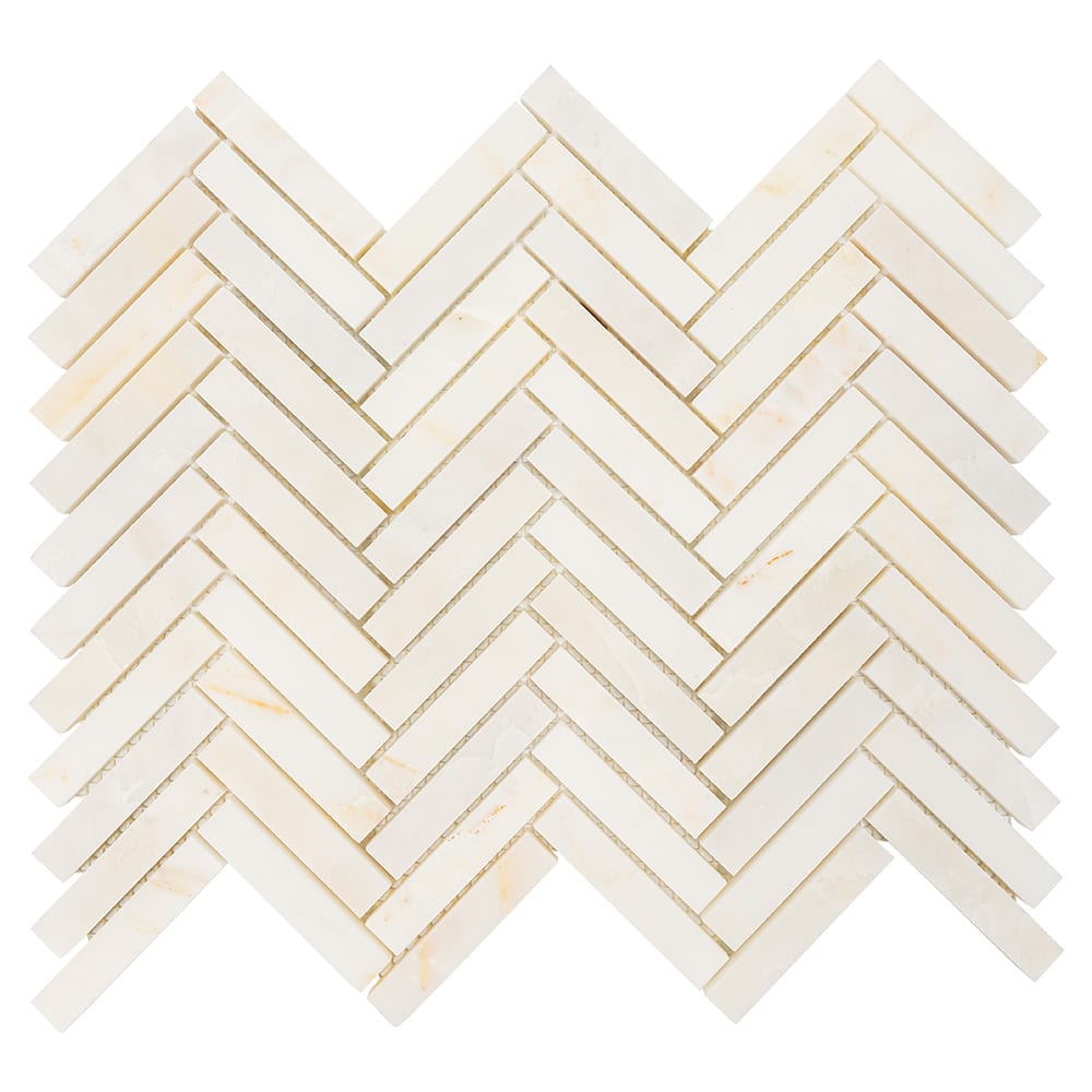 Calacatta Cremo Honed Herringbone Marble Mosaic
