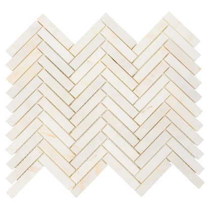 Calacatta Cremo Honed Herringbone Marble Mosaic