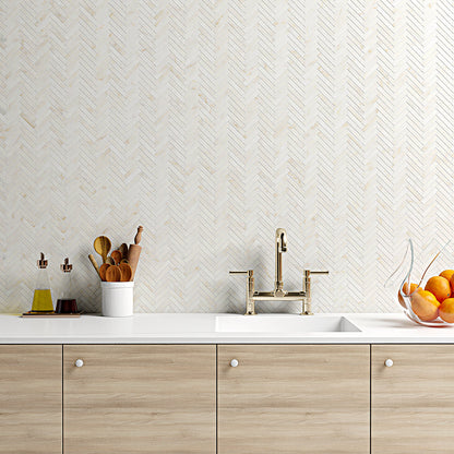 Calacatta Cremo Honed Herringbone Marble Mosaic