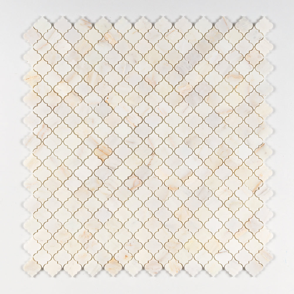 Calacatta Cremo Honed Arabesque Marble Mosaic