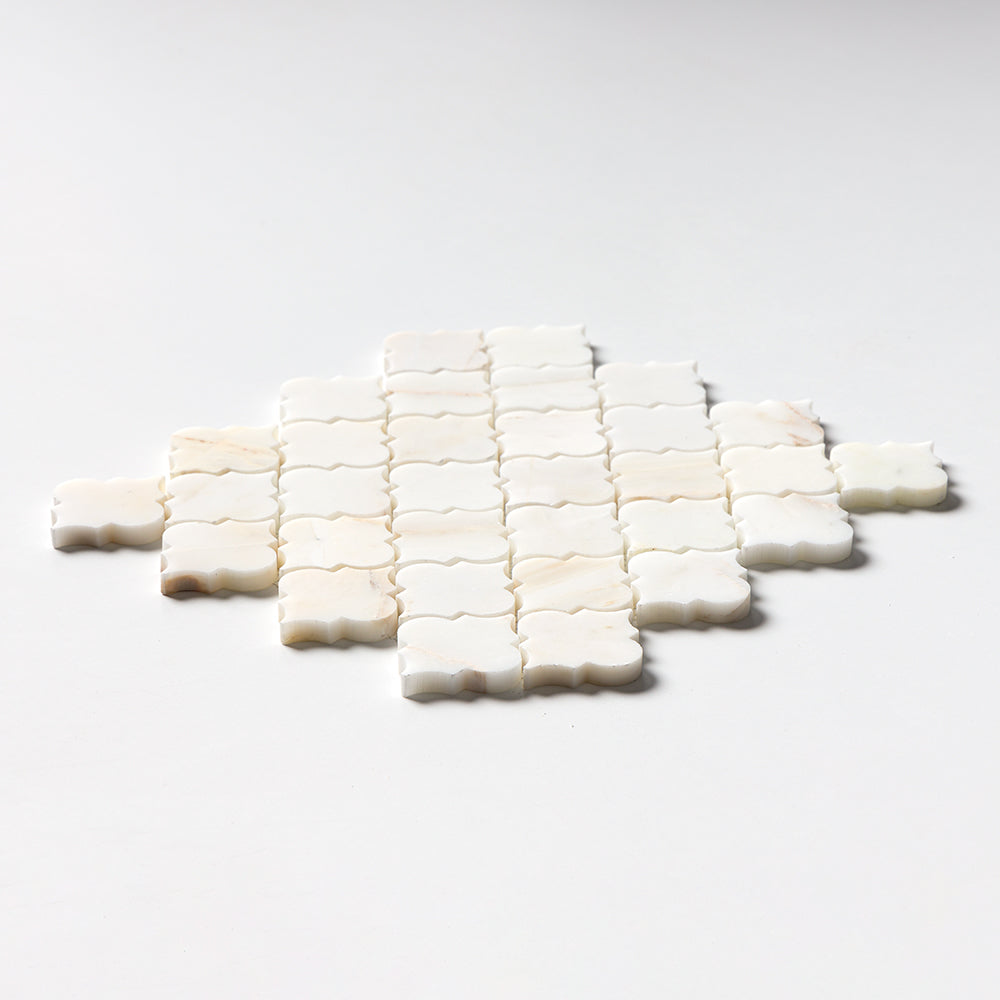 Calacatta Cremo Honed Arabesque Marble Mosaic